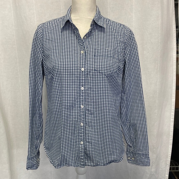 Tops - Women's gingham 100% cotton long sleeve blouse